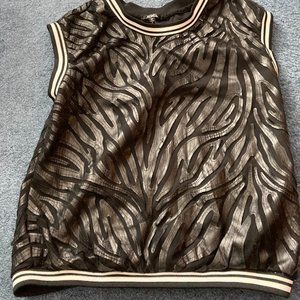 NEW XOXO SLEVELESS ZEBRA SHEER TOP/ BLACK/ MEDIUM